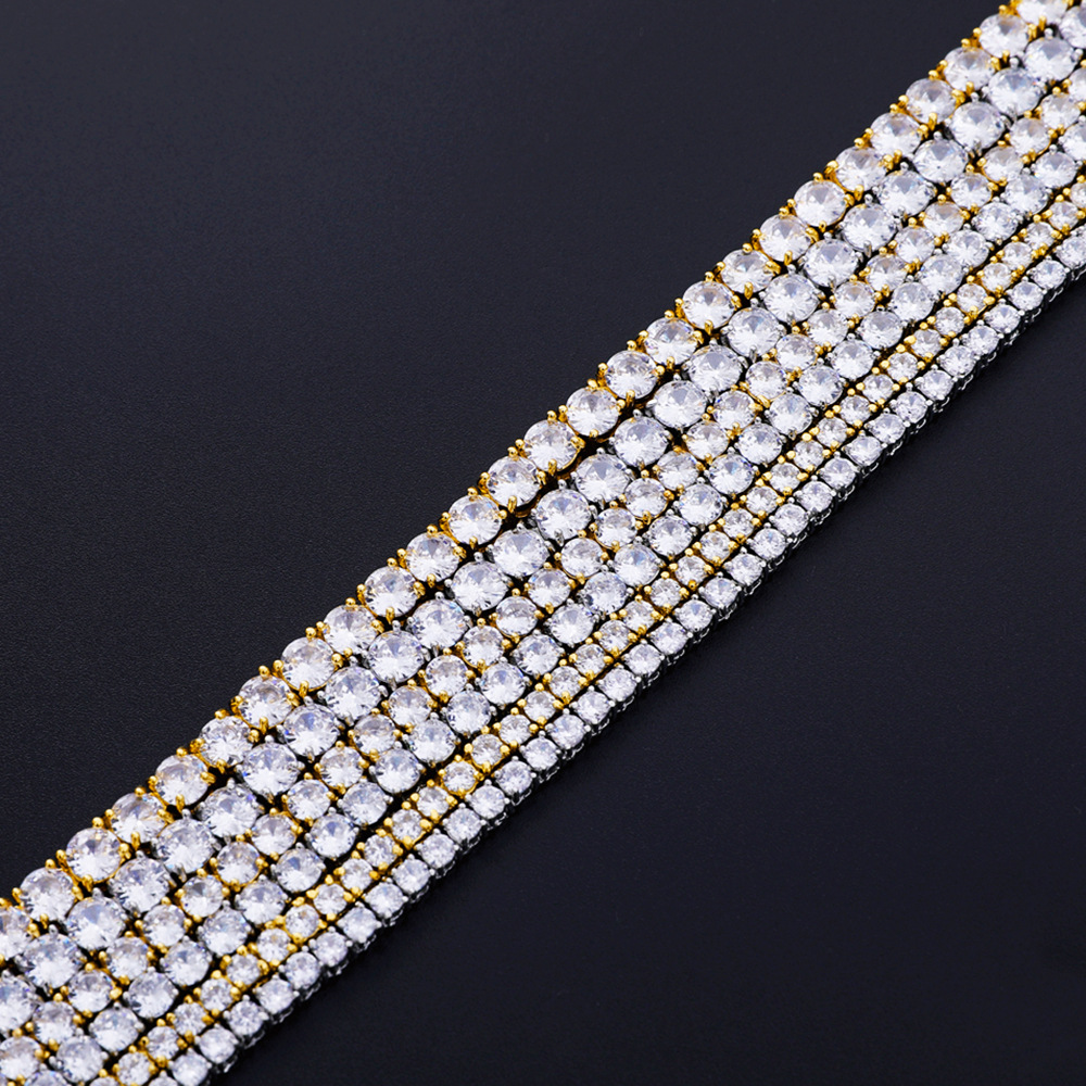 Manufacturers Supply European and American Ins Zircon Tennis Chain Full Zircon Hip Hop Men's and Women's Necklaces Tennis Chain