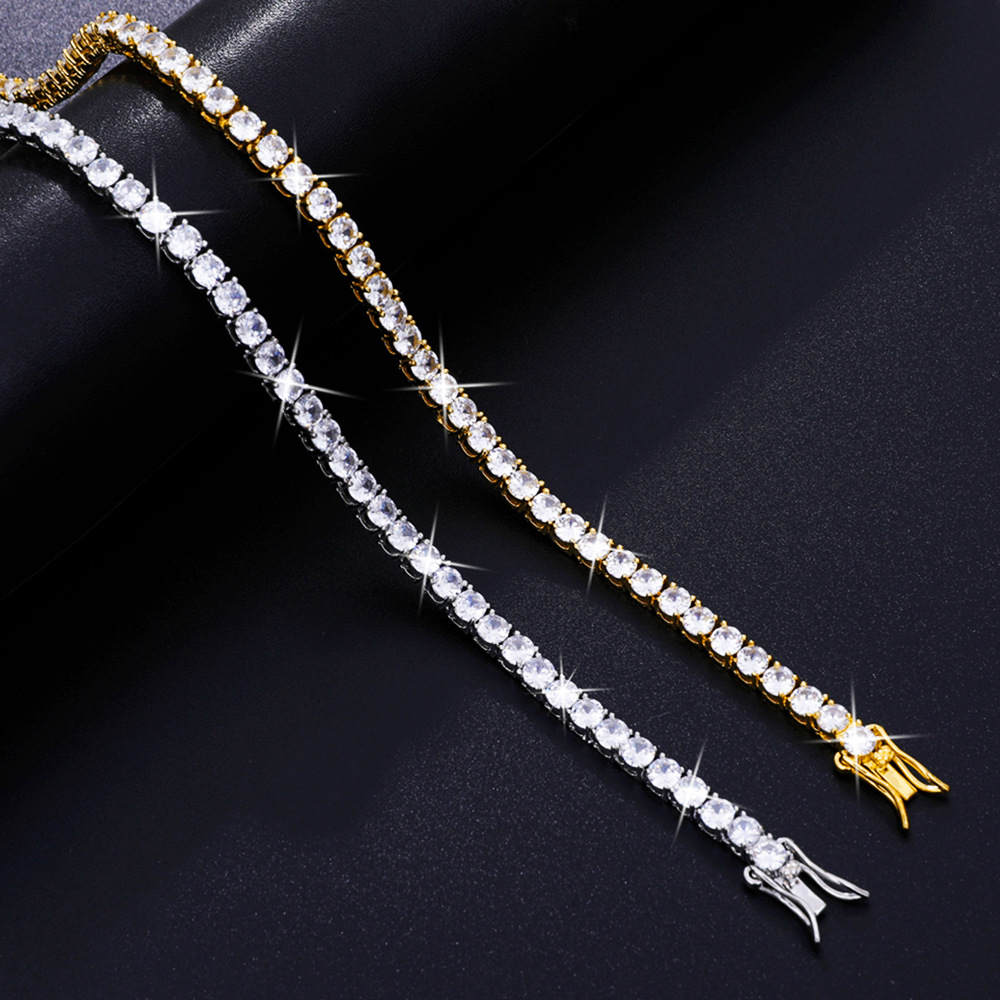 Manufacturers Supply European and American Ins Zircon Tennis Chain Full Zircon Hip Hop Men's and Women's Necklaces Tennis Chain