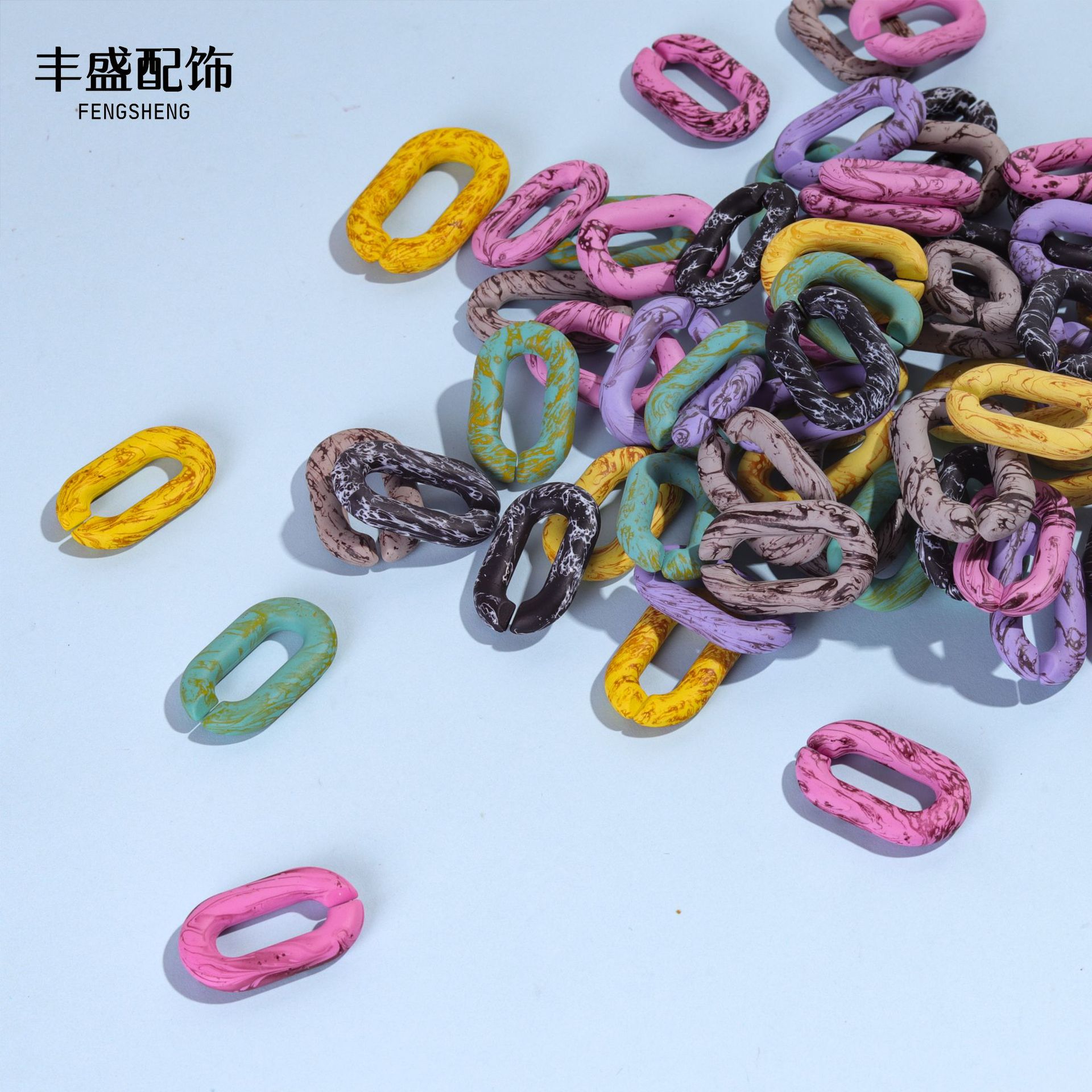 Acrylic UV Plating Chain Metal Color Opening Chain Buckle Bags Shoe Buckle Waist Chain Bag Chain DIY Ornament Accessories