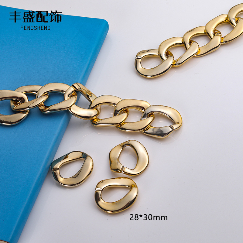 Acrylic UV Plating Chain Metal Color Opening Chain Buckle Bags Shoe Buckle Waist Chain Bag Chain DIY Ornament Accessories