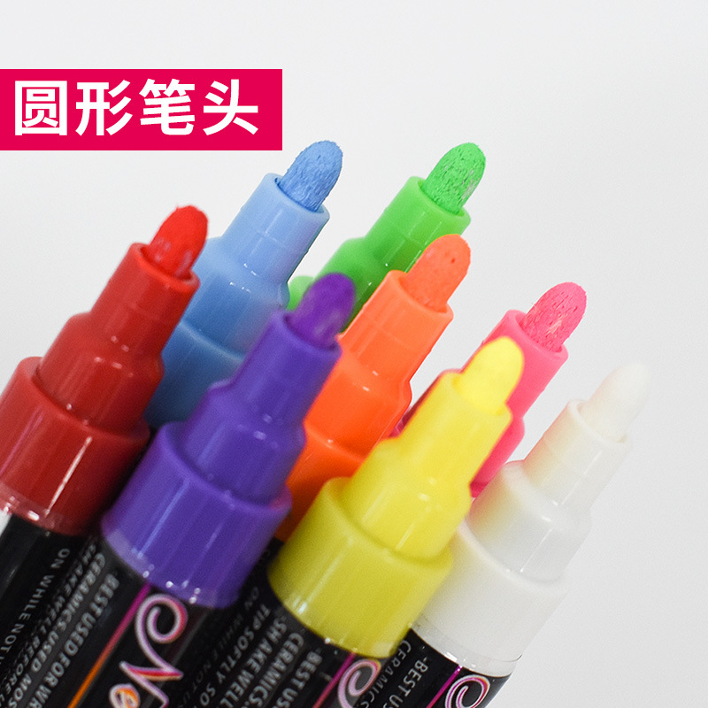 Fluorescent Pen round Head Liquid Pen 6mm Marking Pen Blackboard Color Pencil Fluorescent Water-Based Paint Pen Chalk Markers
