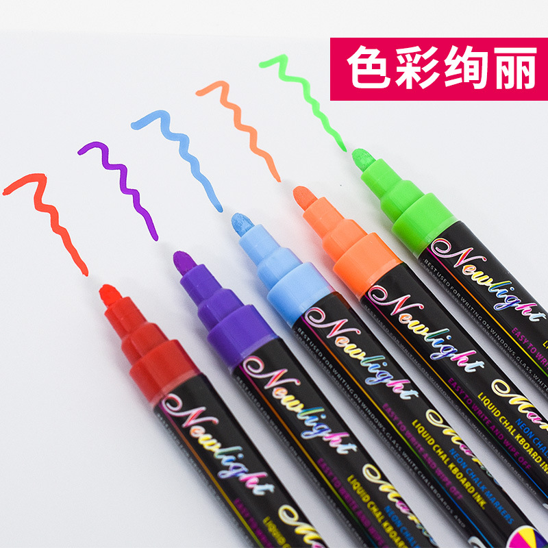 Fluorescent Pen round Head Liquid Pen 6mm Marking Pen Blackboard Color Pencil Fluorescent Water-Based Paint Pen Chalk Markers