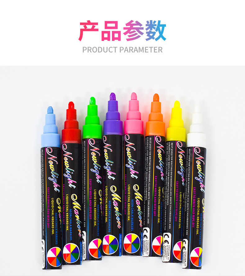 Fluorescent Pen round Head Liquid Pen 6mm Marking Pen Blackboard Color Pencil Fluorescent Water-Based Paint Pen Chalk Markers