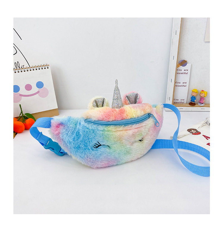 Cartoon Plush Waist Bag Mini Shoulder Bag Fashion Trend Unicorn Kid's Messenger Bag Casual Girl Chest Bag