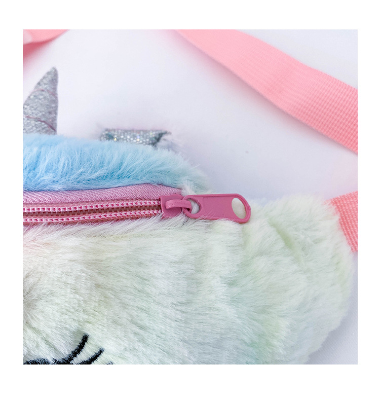 Cartoon Plush Waist Bag Mini Shoulder Bag Fashion Trend Unicorn Kid's Messenger Bag Casual Girl Chest Bag