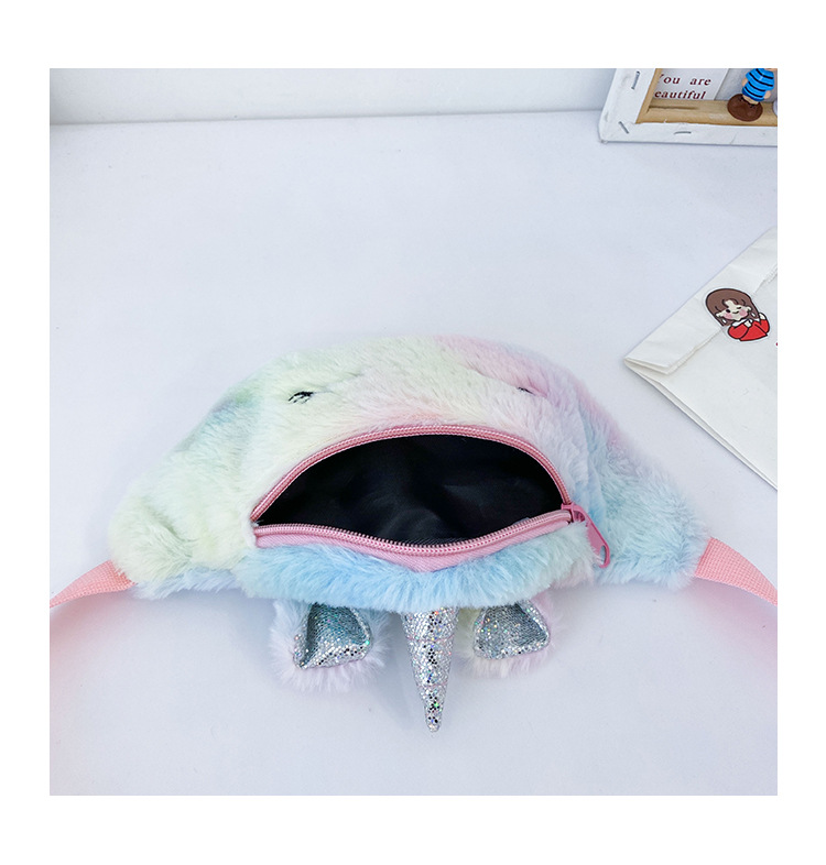 Cartoon Plush Waist Bag Mini Shoulder Bag Fashion Trend Unicorn Kid's Messenger Bag Casual Girl Chest Bag