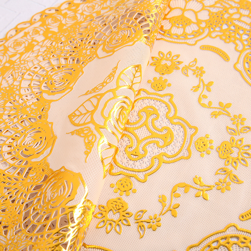 30 Circle Hollow Printing Placemat Bronzing Water-and Oil-Repellent xi can dian Thermal Shielded Table Mat PVC Plate Mat Creative Coaster 30 Circle Hollow Printing Placemat Bronzing Water-and Oil-Repellent xi can dian Thermal Shielded Table Mat PVC Plate Mat Creative Coaster