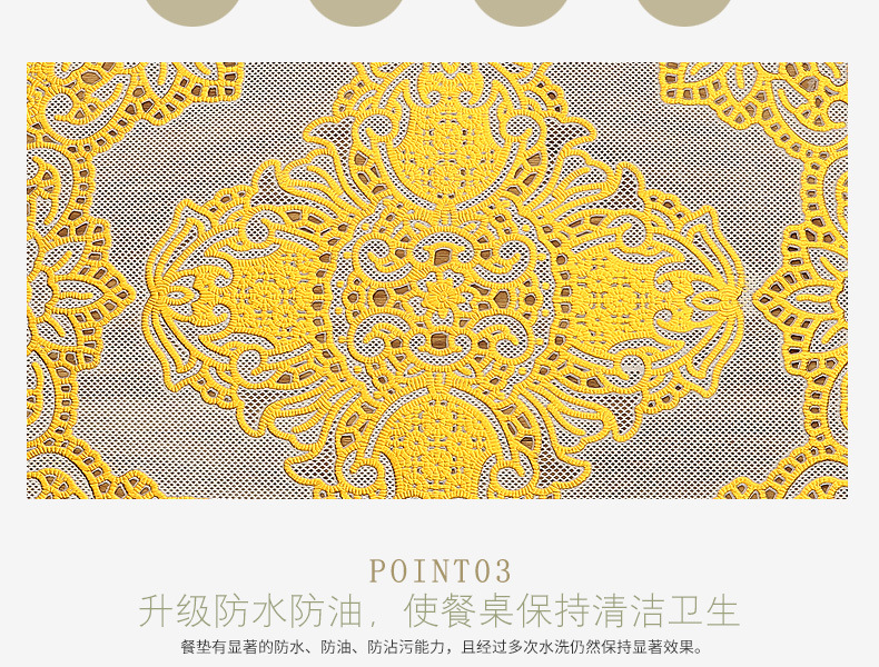 30 Circle Hollow Printing Placemat Bronzing Water-and Oil-Repellent xi can dian Thermal Shielded Table Mat PVC Plate Mat Creative Coaster 30 Circle Hollow Printing Placemat Bronzing Water-and Oil-Repellent xi can dian Thermal Shielded Table Mat PVC Plate Mat Creative Coaster