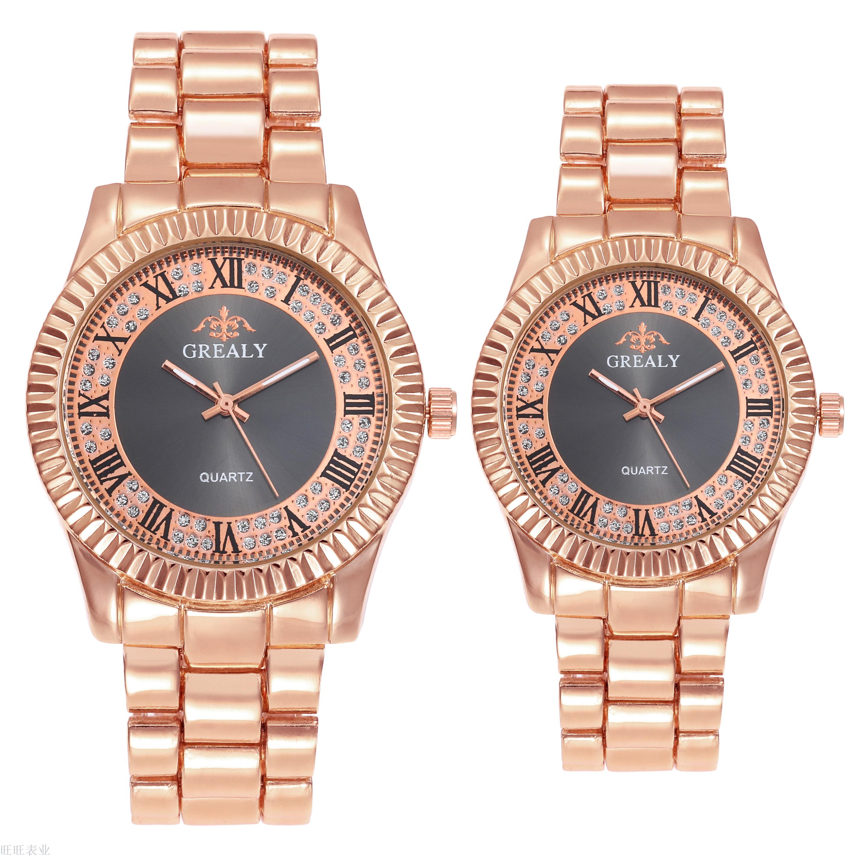 Hot selling new fashion couples business Roman scale quartz wrist watch personality alloy steel band watch wholesale