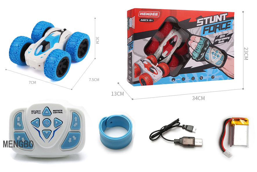 Children's Cool Driving Inertia Stunt Car Light Wrist Remote Control Rotating Drop-Resistant Double-Sided Four-Wheel Drive off-Road Vehicle