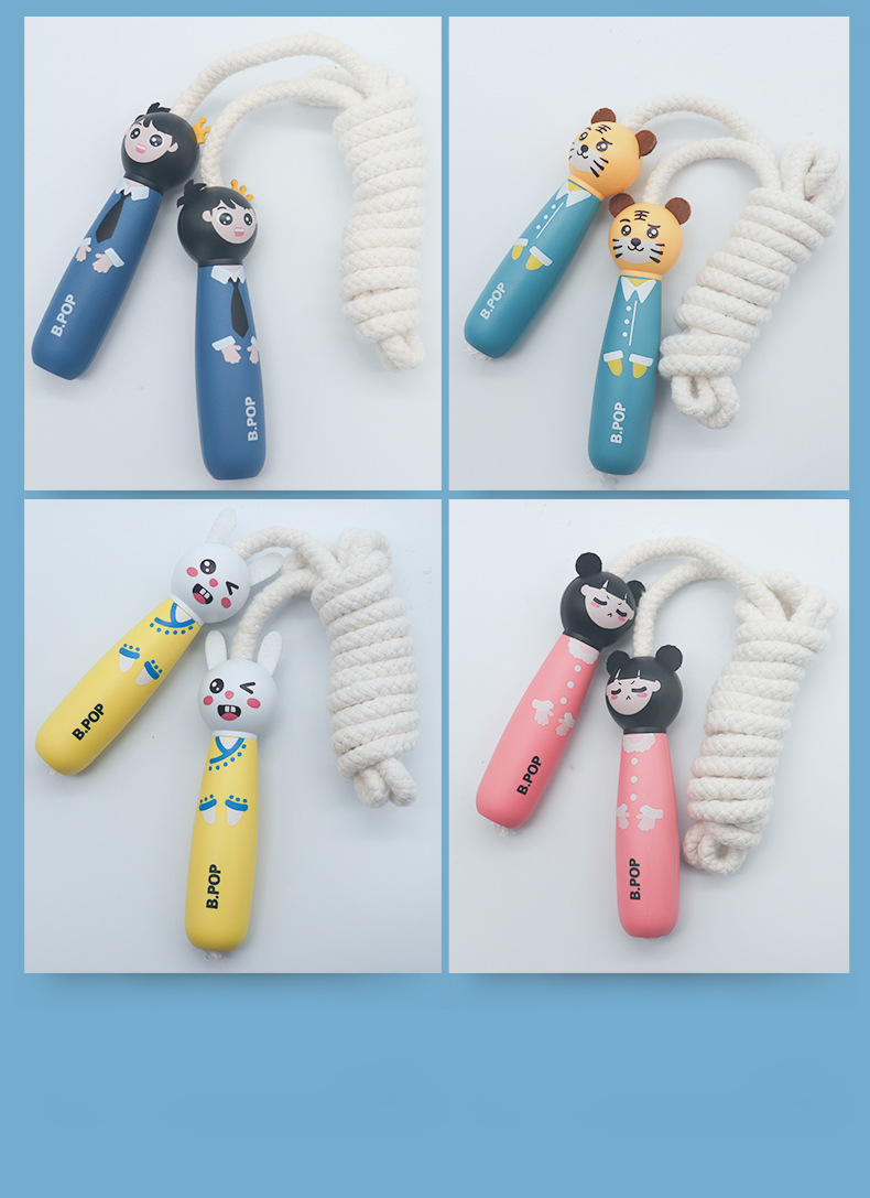 Factory Wholesale Children's Sports Skipping Rope Primary School Student Single Cartoon Skipping Rope Kindergarten Beginner Adjustable