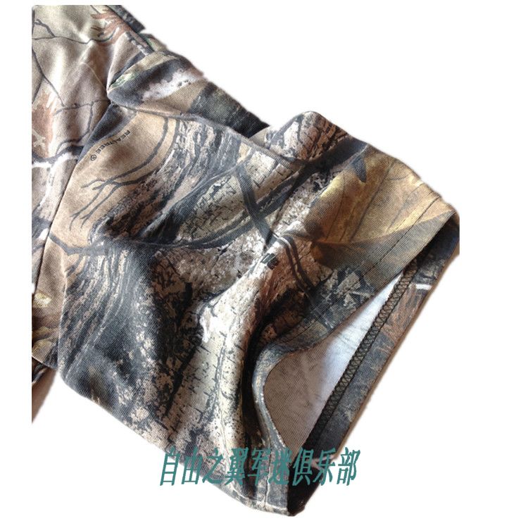 Bionic Camo shirt dry leaf Camo hunting clothing summer short sleeve camouflage t-bird clothing cotton vest