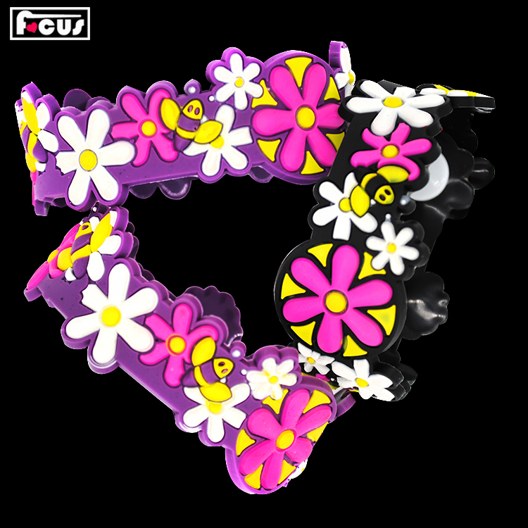 PVC soft rubber bracelet 3D glue environmental beautiful flower type children wrist strap advertising gift