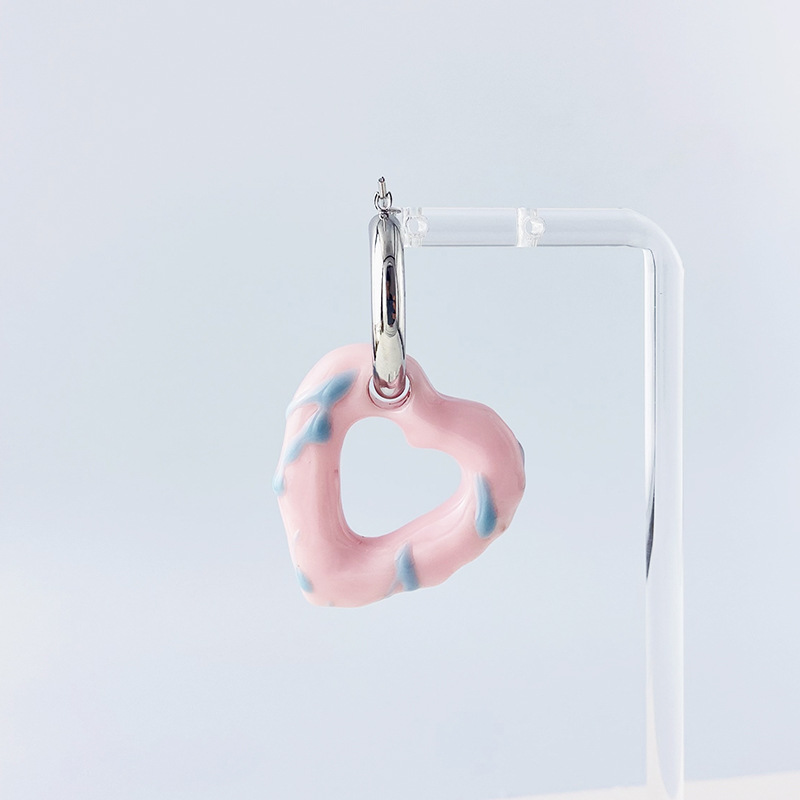 Qiao Men Original National Style Design Heart-Shaped Circle Earrings Chinese Red New Year Earrings Donut Love Heart Earrings Female Qiao Men Original National Style Design Heart-Shaped Circle Earrings Chinese Red New Year Earrings Donut Love Heart Earrings Female