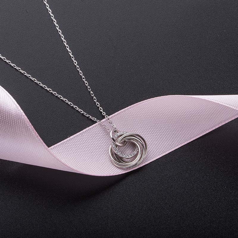 SOURCE Factory Exclusive for Cross-Border S925 Sterling Silver Hand-Made Circle Ring Buckle Pendant Grandmother Mother Daughter Necklace