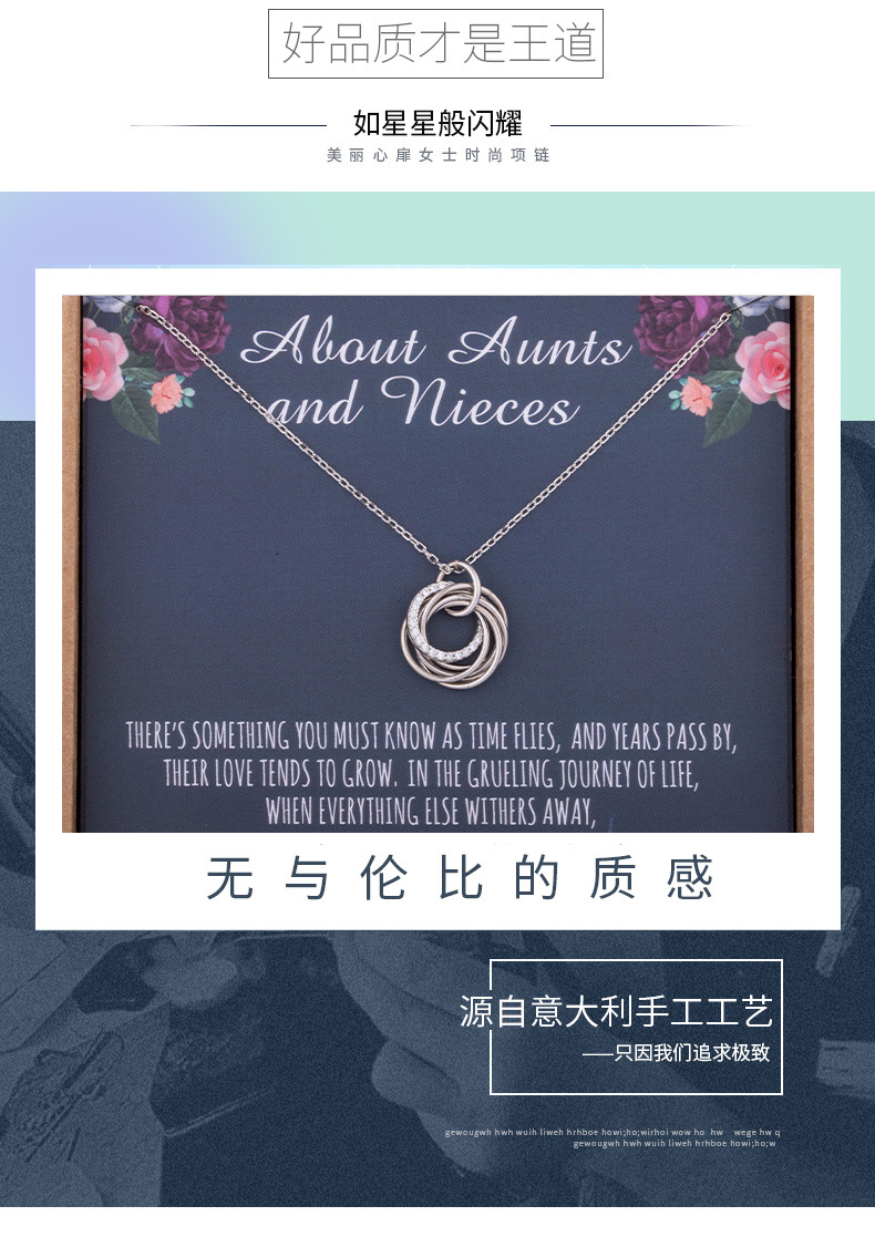 SOURCE Factory Exclusive for Cross-Border S925 Sterling Silver Hand-Made Circle Ring Buckle Pendant Grandmother Mother Daughter Necklace SOURCE Factory Exclusive for Cross-Border S925 Sterling Silver Hand-Made Circle Ring Buckle Pendant Grandmother Mother Daughter Necklace