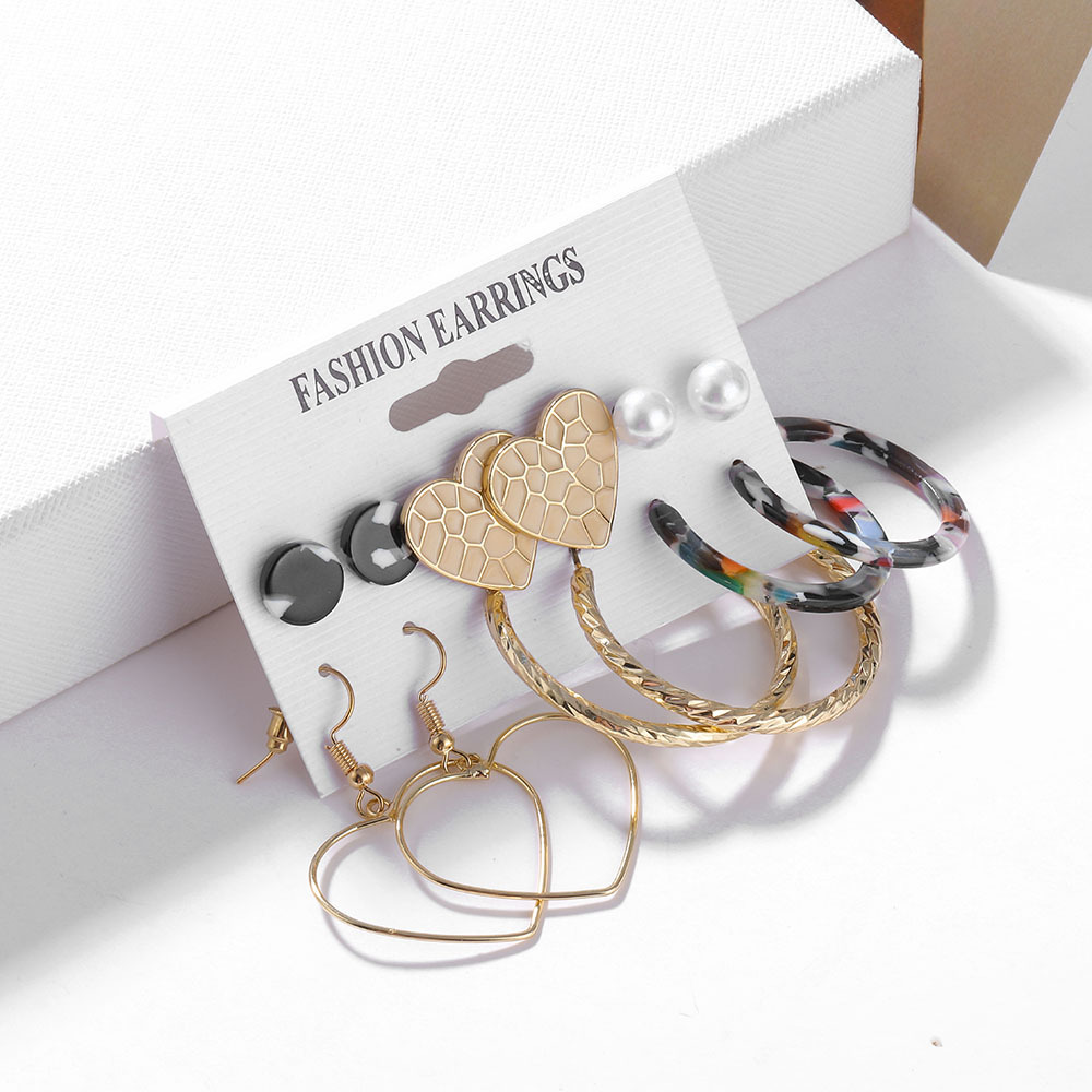 Set 6Piece Set Korean Jewelry Acrylic Artificial Pearl and Circle Tassel Earrings CrossBorder Hot Selling Earrings Set 6Piece Set Korean Jewelry Acrylic Artificial Pearl and Circle Tassel Earrings CrossBorder Hot Selling Earrings