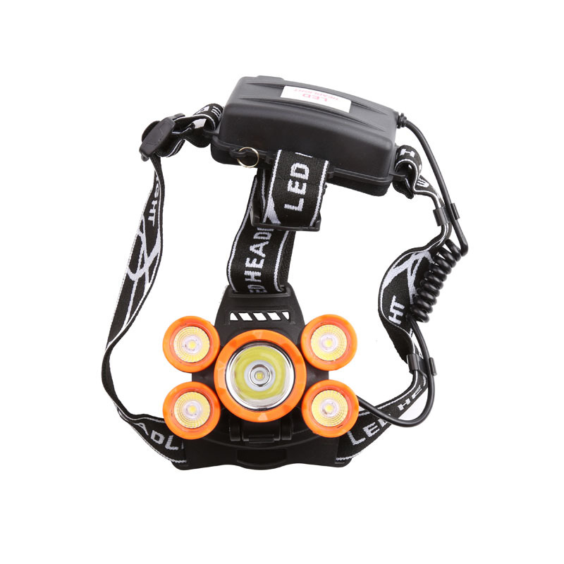 Cross-Border Amazon T6 Outdoor Lighting Major Headlamp Probe Hunting Light 5 Planes Night Night Fish Luring Lamp