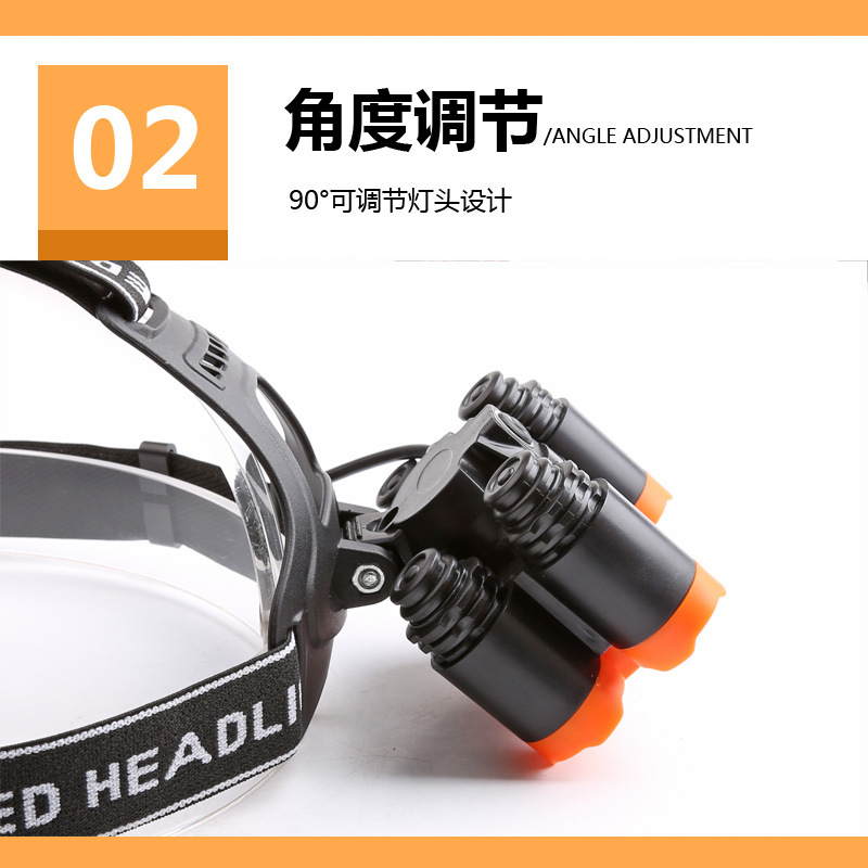 Cross-Border Amazon T6 Outdoor Lighting Major Headlamp Probe Hunting Light 5 Planes Night Night Fish Luring Lamp