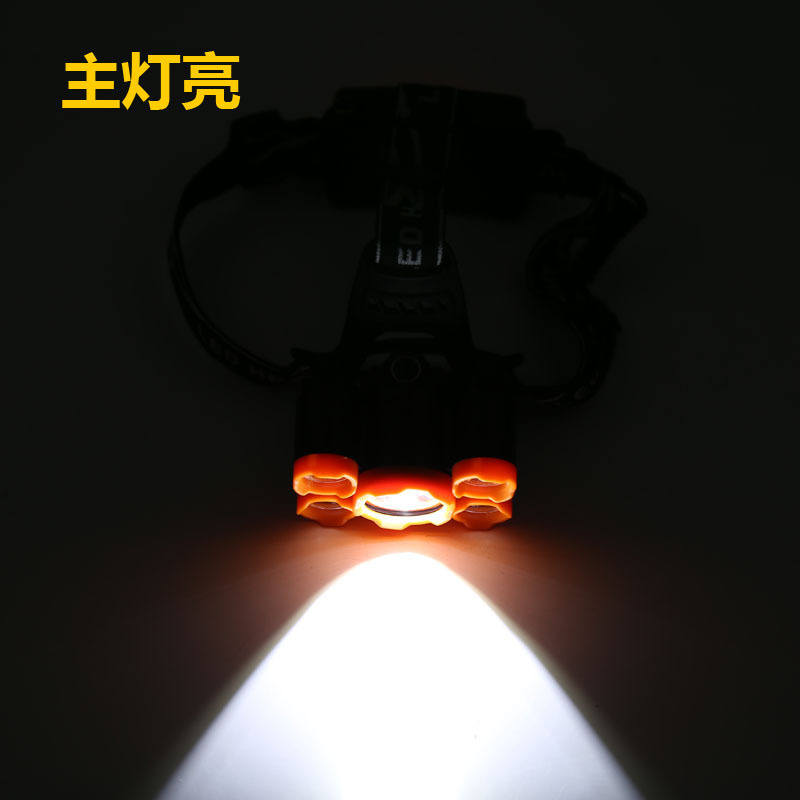 Cross-Border Amazon T6 Outdoor Lighting Major Headlamp Probe Hunting Light 5 Planes Night Night Fish Luring Lamp