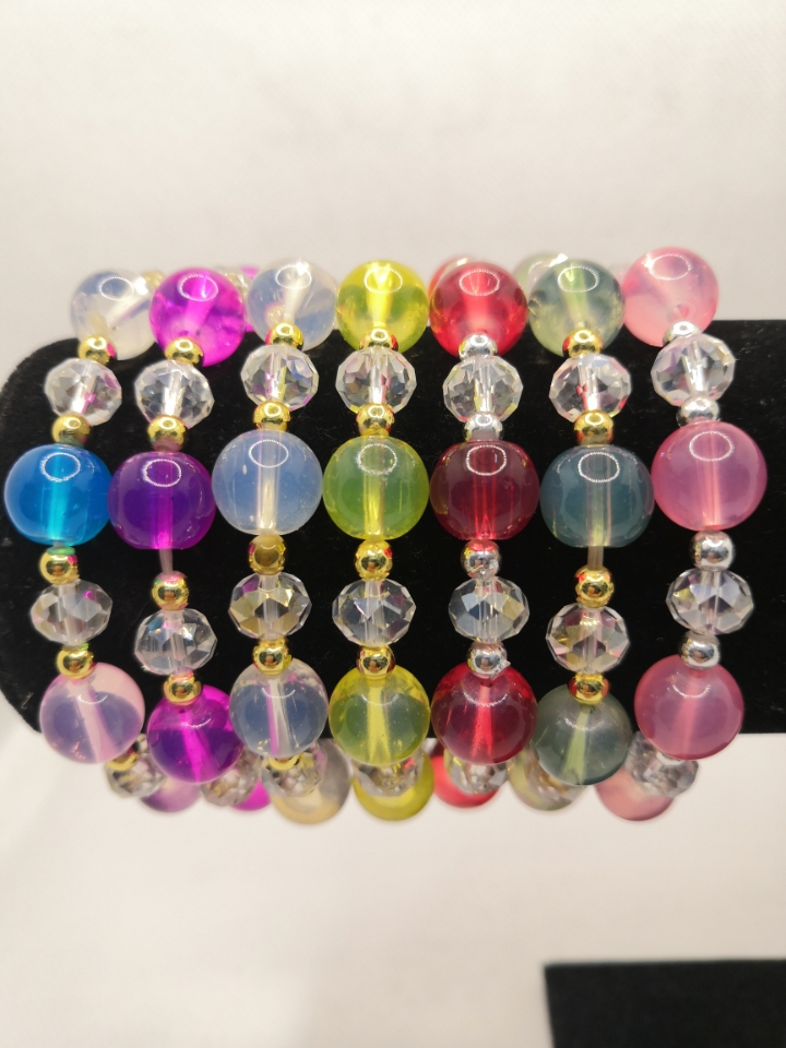 Hot Selling Colorful Female Crystal Beads Transparent Beads Bracelet Wrist Ring Yiwu Rena Ornament Factory Direct Sales