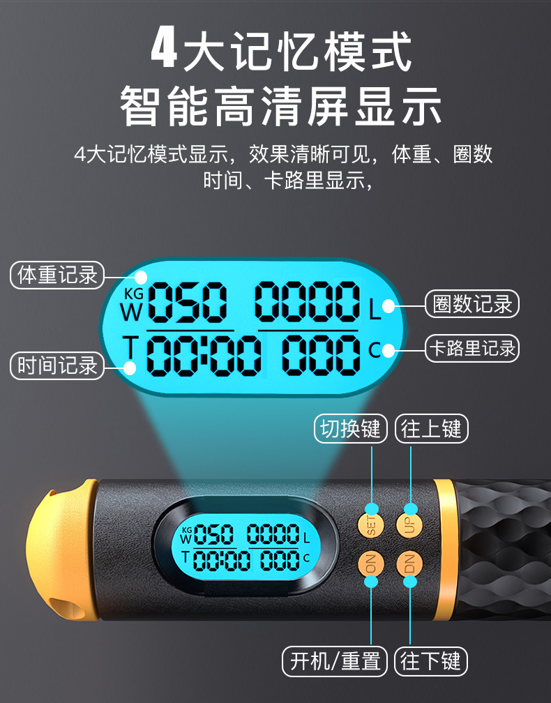 Intelligent Skipping Rope with Counter Cordless Weight-Bearing Exercise Fitness Weight Loss Student Exam Skipping Rope Peilin Steel Wire Private Model Source