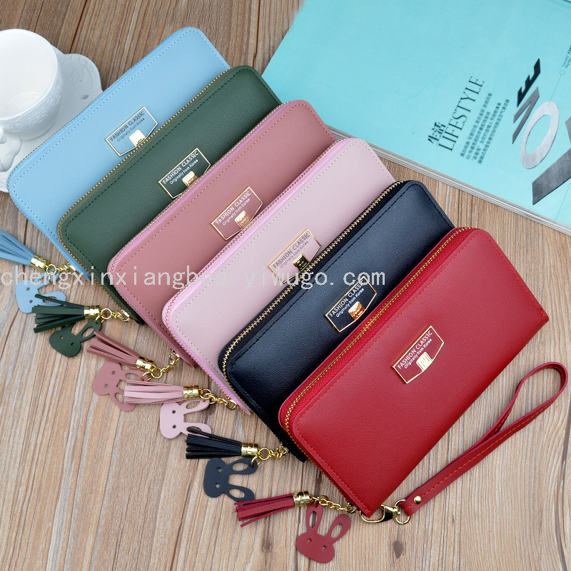 Women&#039;s Wallet Single-Pull Bag Fashion Women&#039;s Bag Pu Large Clutch Simple Zipper Wallet Wrist Strap Mobile Phone Bag