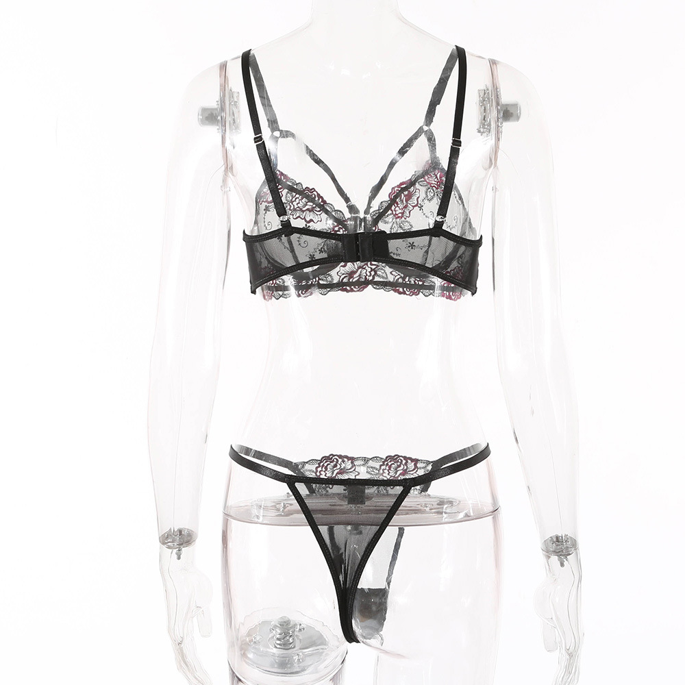 Shantou Dongzhoutai Knitted European and American Style Lace Embroidered Hollow-out Sexy Belt Steel Ring Push up Underwear 14484