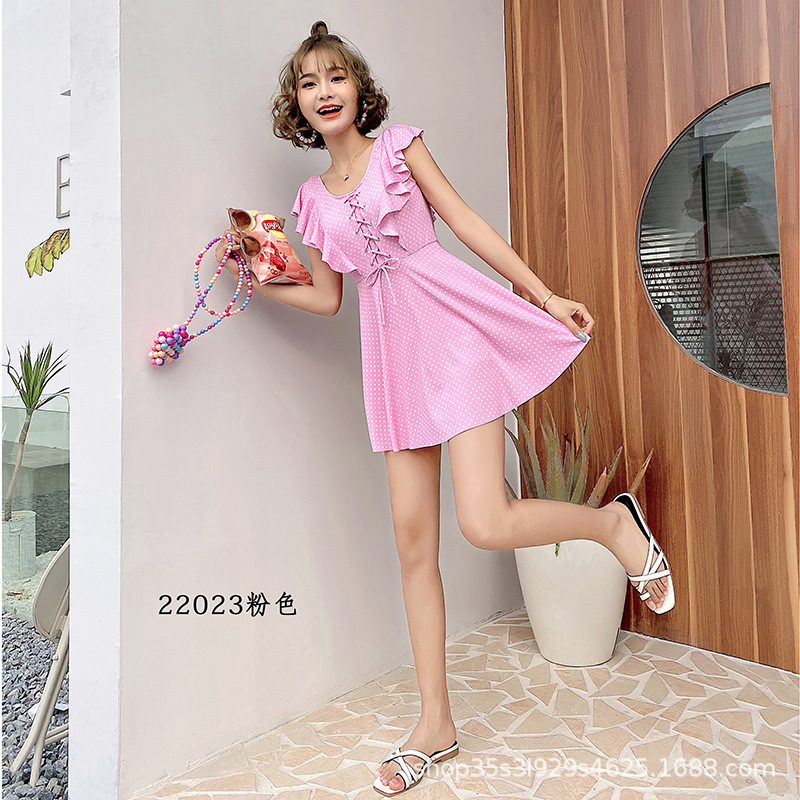 New Hot Spring Bathing Suit Female Dress One-Piece Boxer Conservative Small Chest Push up Simple Slimming Korean Style Swimsuit New Hot Spring Bathing Suit Female Dress One-Piece Boxer Conservative Small Chest Push up Simple Slimming Korean Style Swimsuit