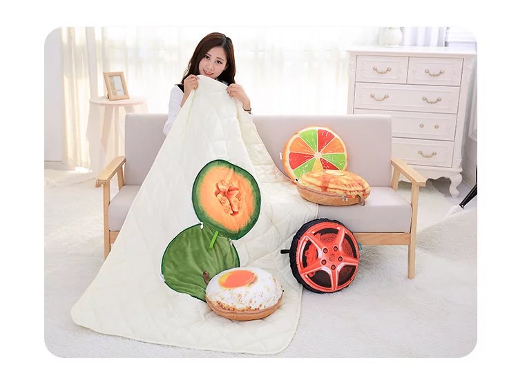 Fruit car pillow quilt dual use sofa cushion by office lunch break folding pillow air conditioning summer cool quilt Fruit car pillow quilt dual use sofa cushion by office lunch break folding pillow air conditioning summer cool quilt