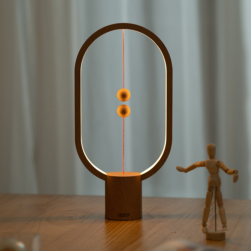 Hengpro Balance Light Magnetic Suspension Lights Red Table Lamp Creative Small Night Lamp Bedroom Bedside Lamp Gift