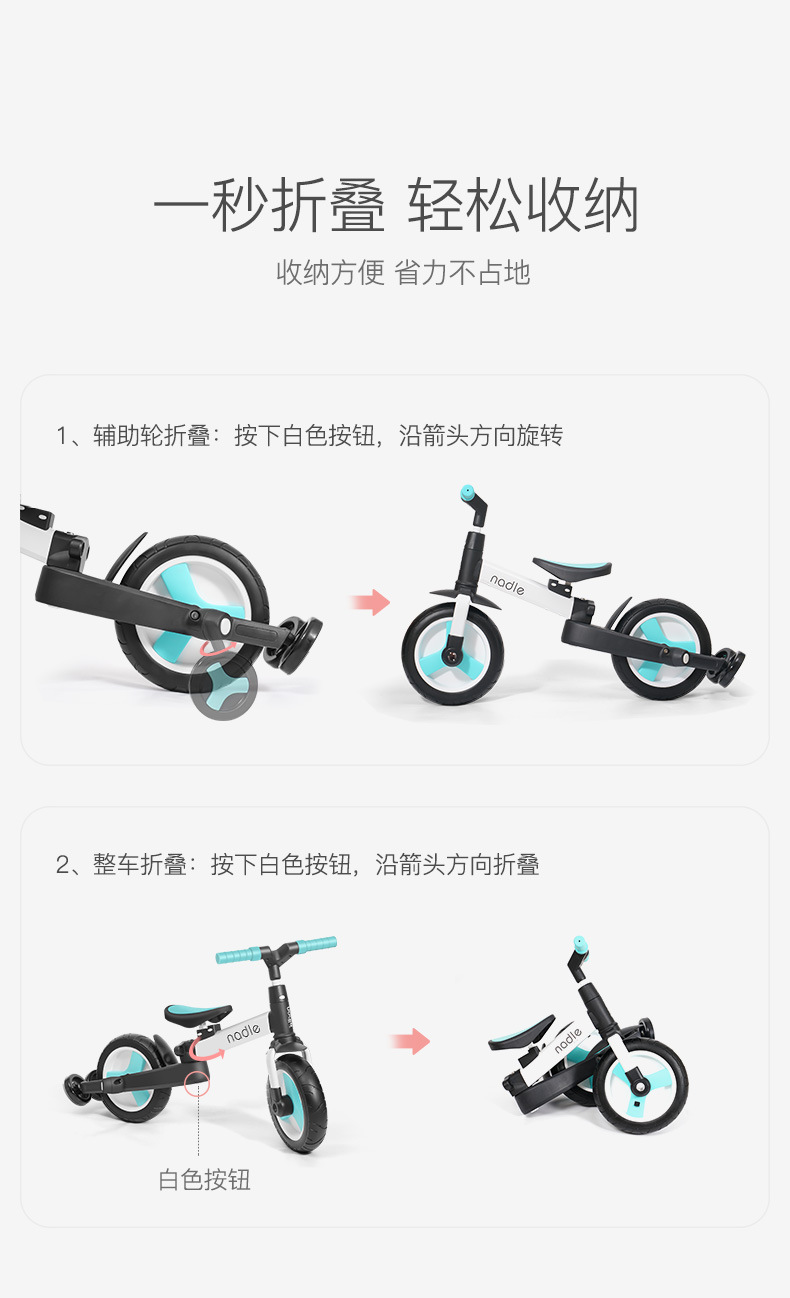 Natto Baby Carriage Balance Car Bicycle Five-in-One Baby Age Scooter Scooter Baby Tricycle