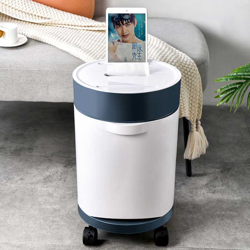 Household Plastic Trash Can Dry Wet Separation Living Room and Kitchen Trash Can Creative Large Trash Can with Roller