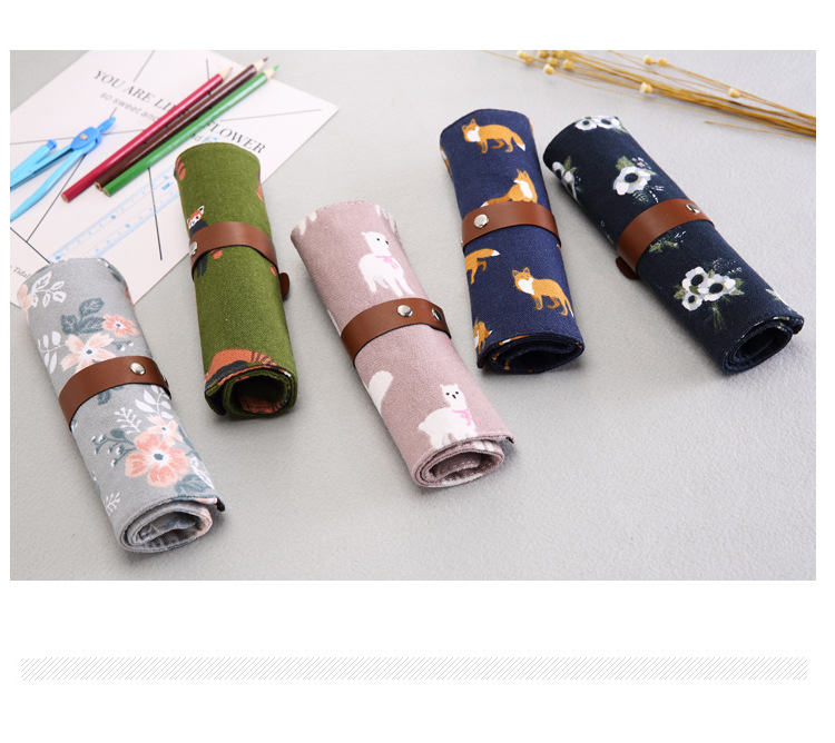 Japanese and Korean Partysu Creative Bandage Roller Shutter Pen Pouch, Pen Holder Multifunctional Makeup Brush Buggy Bag