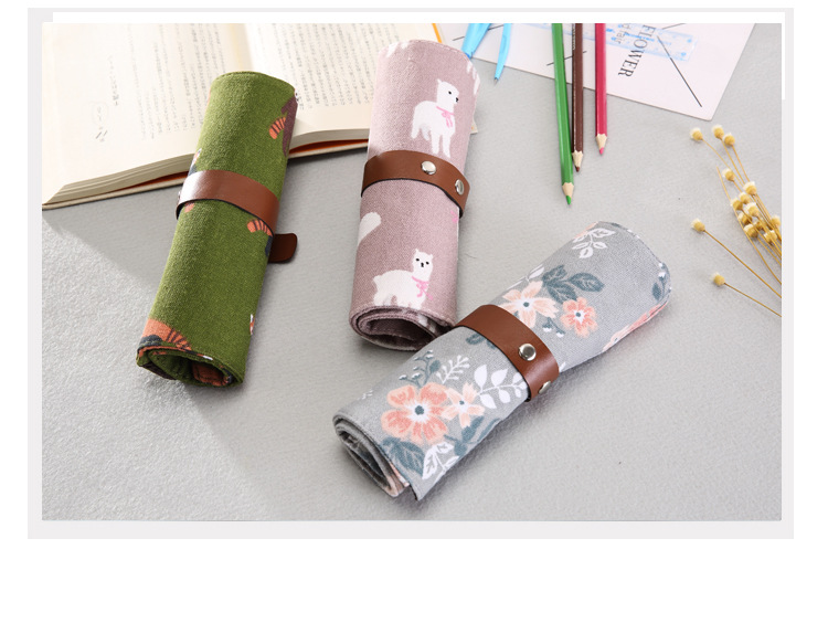 Japanese and Korean Partysu Creative Bandage Roller Shutter Pen Pouch, Pen Holder Multifunctional Makeup Brush Buggy Bag