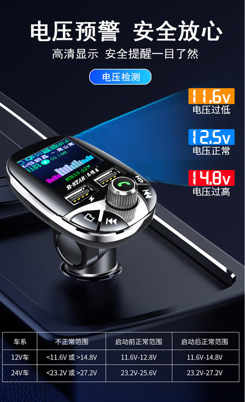 Pentium Star Cool Color Screen Remote Control Automotive MP3 Player Bluetooth Receiver Hands-Free Call Car Fast Charge Pentium Star Cool Color Screen Remote Control Automotive MP3 Player Bluetooth Receiver Hands-Free Call Car Fast Charge