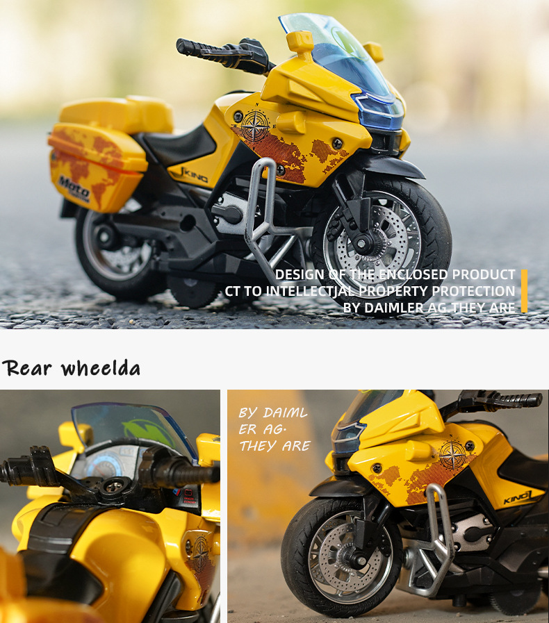Mingyuan Simulation Iron Riding Police Motorcycle Pull Back Alloy Car 4D Model with Light Cool Racing Car Children's Toy Mingyuan Simulation Iron Riding Police Motorcycle Pull Back Alloy Car 4D Model with Light Cool Racing Car Children's Toy