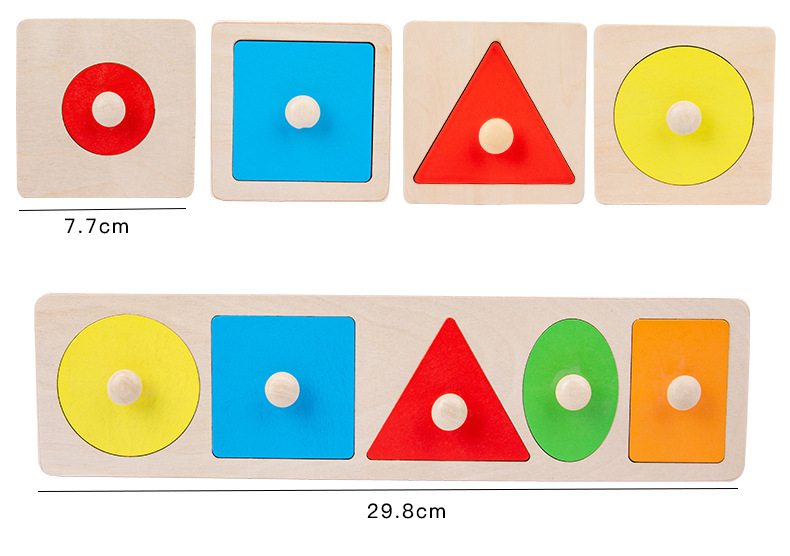 Montessori Teaching Aids Panel Geometric Figure Elbow-Board Infant Early Education Puzzle Cognitive Wooden Toys Factory Supply