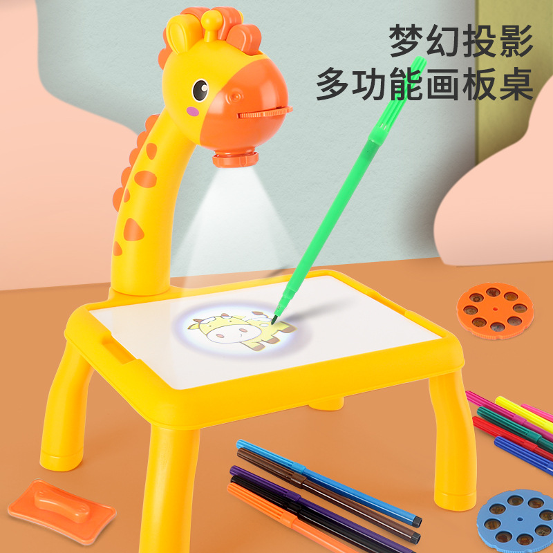 Cross-Border Children&#039;s Plastic Drawing Board Desk Deer Projection Painting Machine Teaching Aids Large Projection Drawing Board Writing Board Early Education