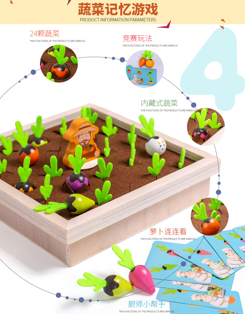 Early Education Kindergarten Teaching Aids Radish Manor Children's Board Game Memory Game Observation Cultivation Educational Toys