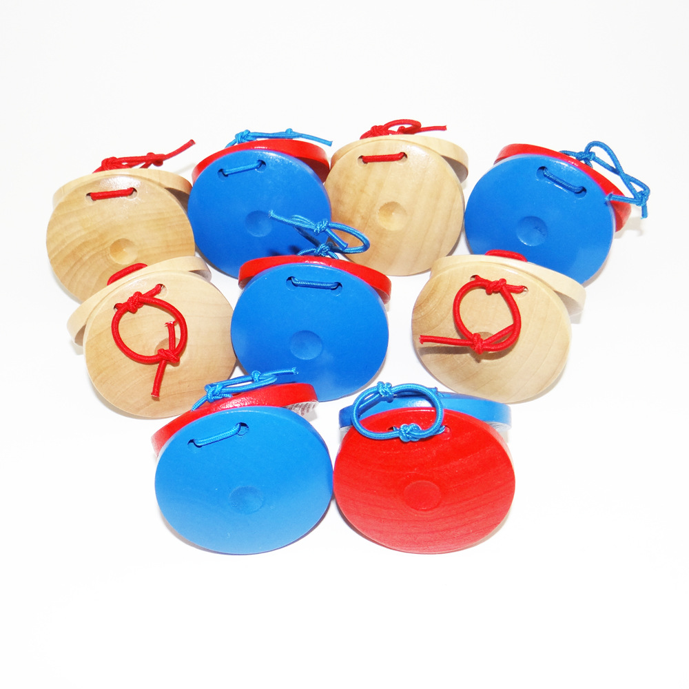 Factory Direct Sales Wooden Castanet Orff Musical Instrument Music Perception Infant Teaching Aids round Dance Board