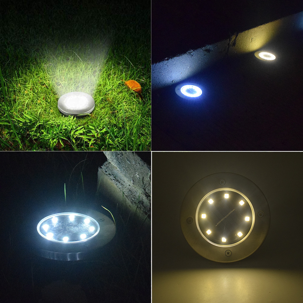 Amazon Cross-Border 8led Solar Stainless Steel Underground Lamp Outdoor New Plug-in Lawn Lamp Garden Lamp