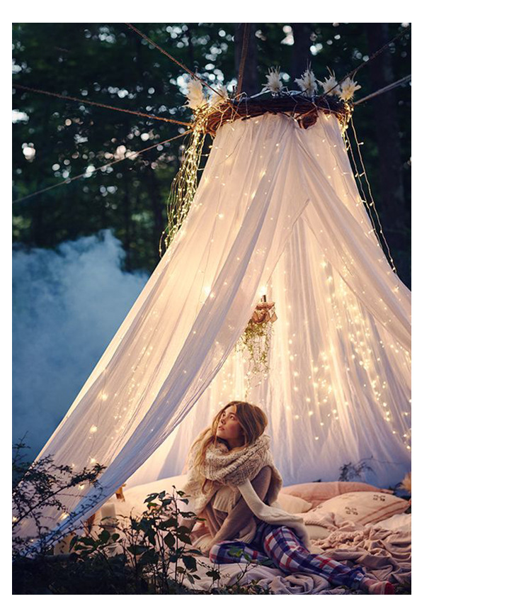 Solar-Powered String Lights Outdoor Courtyard String Lawn Lamp Copper Wire Colored Lights Decorative Lights