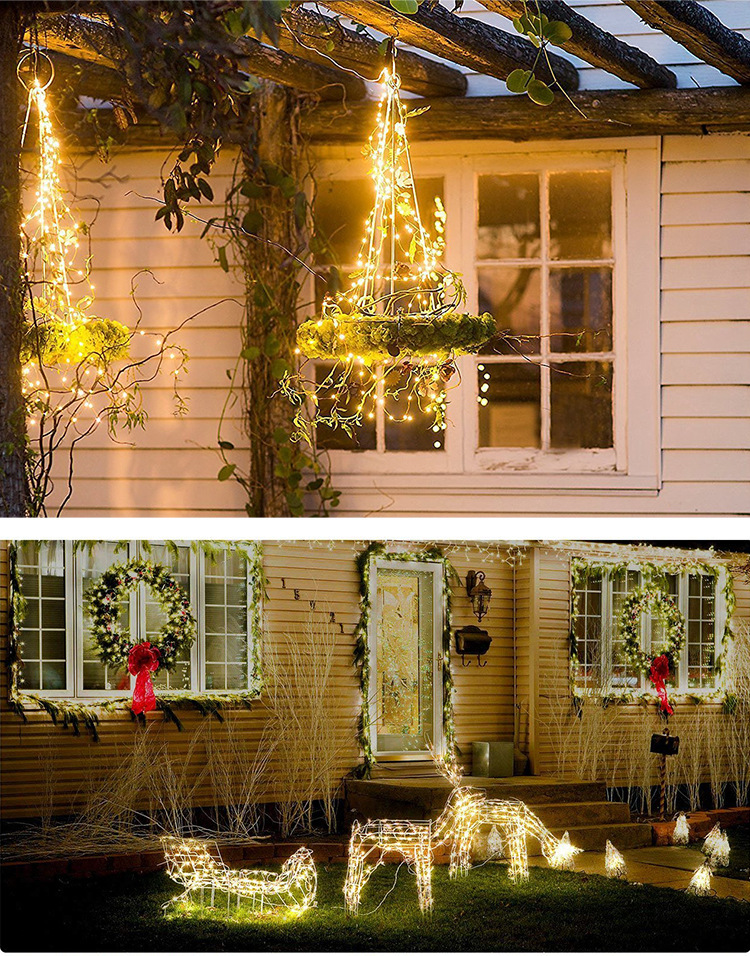 Solar-Powered String Lights Outdoor Courtyard String Lawn Lamp Copper Wire Colored Lights Decorative Lights