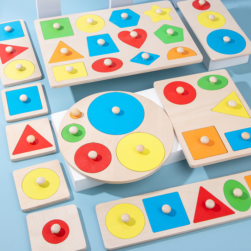 Montessori Teaching Aids Panel Geometric Figure Children&#039;s Early Education Elbow-Board Grab Board Toy round Triangle 3 Enlightenment 6