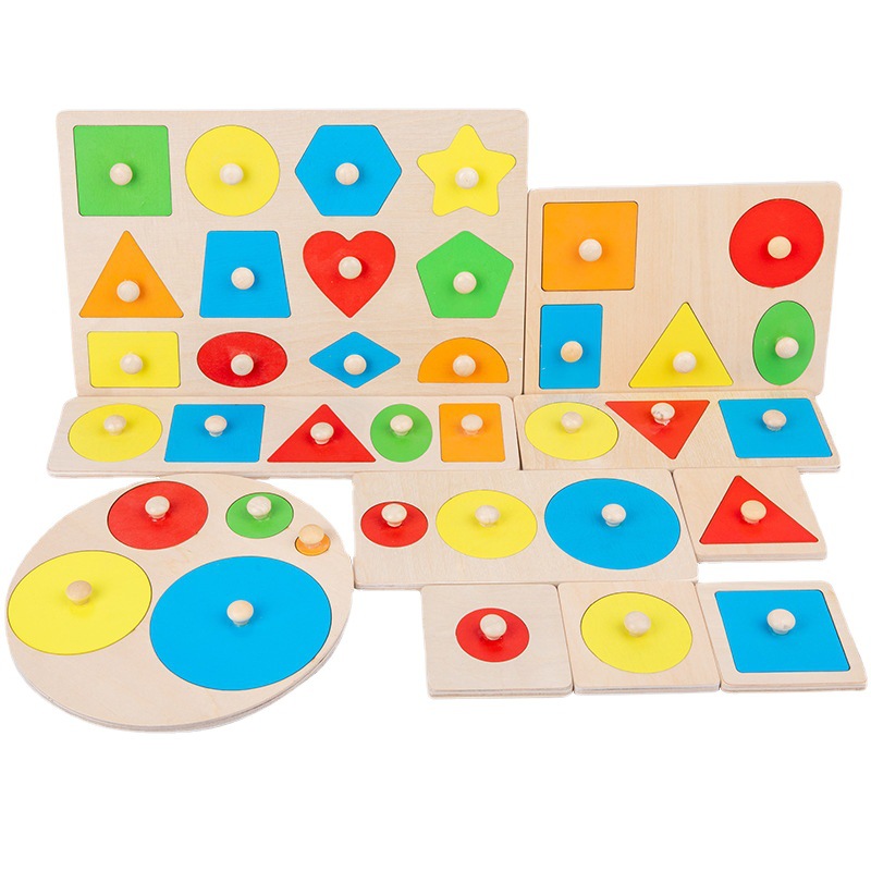 Montessori Teaching Aids Panel Geometric Figure Children&#039;s Early Education Elbow-Board Grab Board Toy round Triangle 3 Enlightenment 6
