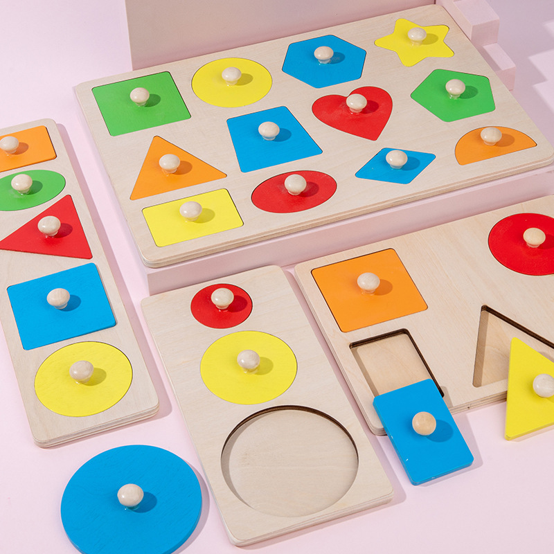 Montessori Teaching Aids Panel Geometric Figure Children&#039;s Early Education Elbow-Board Grab Board Toy round Triangle 3 Enlightenment 6