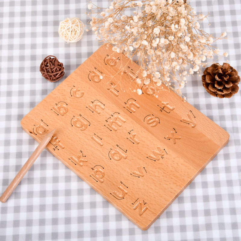 Beech Groove Writing Board Children&#039;s Montessori Teaching Aids Letter Writing Exercise Control Pen Description Practice Toys Cross-Border