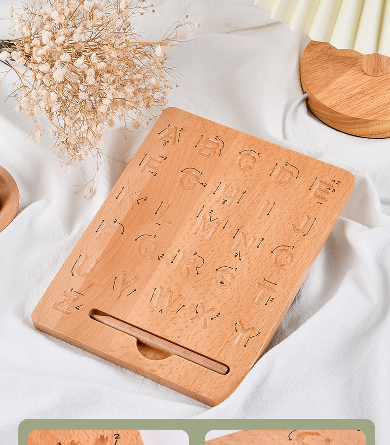 Beech Groove Writing Board Children's Montessori Teaching Aids Letter Writing Exercise Control Pen Description Practice Toys Cross-Border