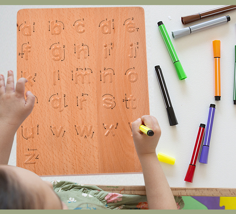 Beech Groove Writing Board Children's Montessori Teaching Aids Letter Writing Exercise Control Pen Description Practice Toys Cross-Border